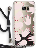 Hands pink: Samsung Galaxy S7 Edge Transparant Hoesje met koord