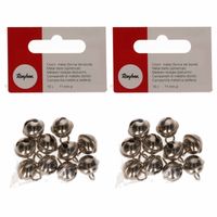 20x Zilveren metalen belletjes met oog 11 mm hobby/knutsel benodigdheden