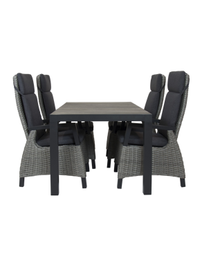Qopps Levas tafel 160 x 90 mat royal grey frame met Orlon verstelbare tuinstoel