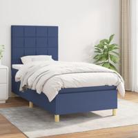 Boxspring met matras stof blauw 90x190 cm