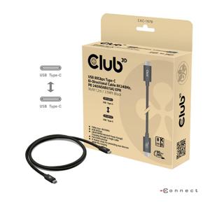 club3D USB-C-kabel USB 4.0 USB-C stekker 1.2 m Zwart CAC-1570