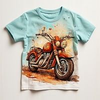 Jongens 3D Automatisch Motor T-shirt Overhemd Korte mouw 3D-afdrukken Zomer Actief Sport Modieus Polyester Kinderen 3-12 jaar Strakke ronde hals Buiten Casual Dagelijks Normale pasvorm Lightinthebox