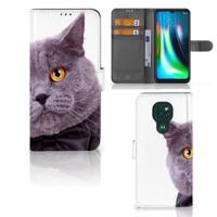 Motorola Moto G9 Play | E7 Plus | Telefoonhoesje | Met pasjeshouder | Kat
