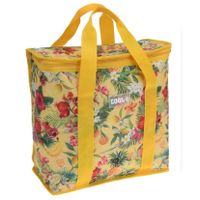 Medium size koeltas voor lunch Tropical Flowers geel/creme 34 x 16 x 36 cm 16 liter