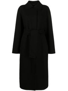 Jil Sander manteau en laine vierge à taille ceinturée - Noir