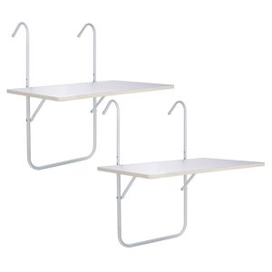 Set van 2x stuks balkontafel / inklapbaar tafeltje voor aan een balkon railing 60 x 40 cm