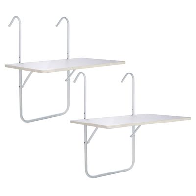 Set van 2x stuks balkontafel / inklapbaar tafeltje voor aan een balkon railing 60 x 40 cm