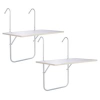 Set van 2x stuks balkontafel / inklapbaar tafeltje voor aan een balkon railing 60 x 40 cm