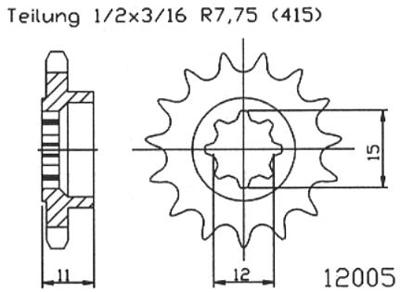 ESJOT Sprocket 415 12z standard