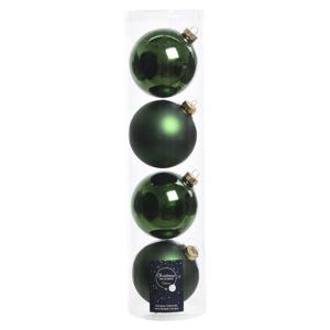 Decoris Kerstballen - 4 stuks - donkergroen - glas - 10 cm