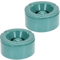 4x Petrol groene storm/terras asbakken 12 cm