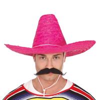 Fiesta Guirca Mexicaanse Sombrero - hoed voor heren - carnaval/verkleed accessoires - roze