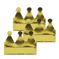 Gouden kroontjes van karton - 48x stuks - glimmend - kronen - verjaardag