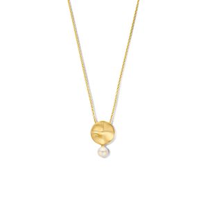 Ketting Rondje zilver-zoetwaterparel goudkleurig-wit 1,5 mm 41 + 5 cm