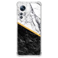 Xiaomi 12 | 12x Anti-Shock Hoesje Marmer Wit Zwart - Origineel Cadeau Man