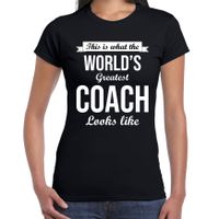 Worlds greatest coach cadeau t-shirt zwart voor dames