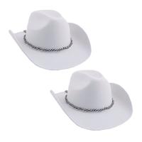 Cowboyhoed voor volwassenen - 2x stuks - wit - Carnaval verkleed - Western - sheriff - cowboy