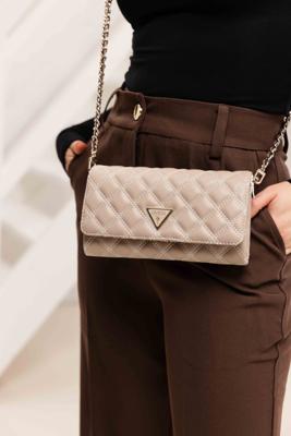 Guess Giully Mini Crossbody Tas Dames Beige - Kleur: Beige | Soccerfanshop