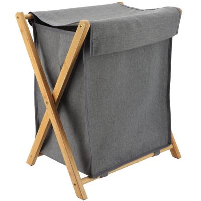 Tendance Wasmand met 1 compartiment - bamboe hout - grijs - inklapbaar