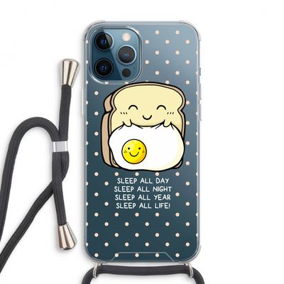 Sleep All Day: iPhone 12 Pro Max Transparant Hoesje met koord