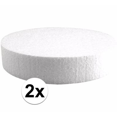 Hobby/knutsel Piepschuim schijf - 2x - wit - D20 cm - figuur en vormen