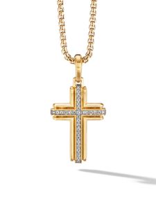 David Yurman pendentif croix Deco serti de diamants en or jaune 18ct