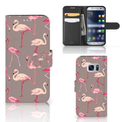 Samsung Galaxy S7 | Telefoonhoesje | Met pasjeshouder | Flamingo
