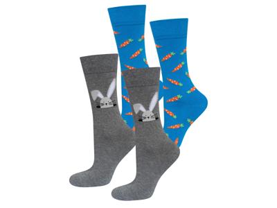 Soxo 2 paar sokken met paasmotieven (grijs/blauw, 41-46)