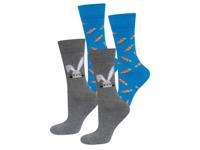 Soxo 2 paar sokken met paasmotieven (grijs/blauw, 41-46)