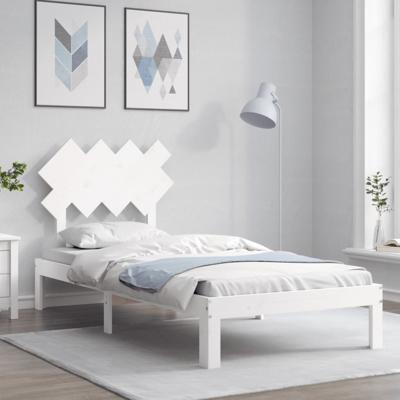 Bedframe zonder matras massief grenenhout wit 90x200 cm