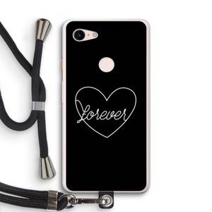 Forever heart black: Pixel 3 XL Transparant Hoesje met koord