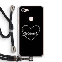 Forever heart black: Pixel 3 XL Transparant Hoesje met koord