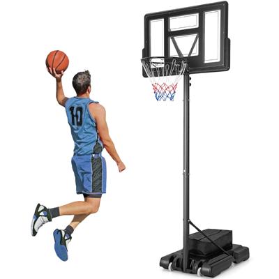 Mobiele Basketbalring 11-Traps in Hoogte Verstelbare Mandstandaard met 110 cm Achterwand Vulbare Bodem en Loodzak