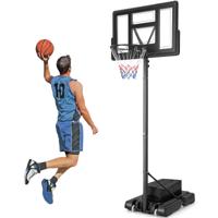 Mobiele Basketbalring 11-Traps in Hoogte Verstelbare Mandstandaard met 110 cm Achterwand Vulbare Bodem en Loodzak