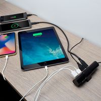 USB lader 4 poorten 36W 1x USB C, 3x USB A met smart IC, zwart, 1.90M kabel Ewent