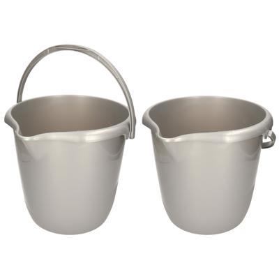 Schoonmaak/huishoud emmer - Set van 2x stuks - zilvergrijs - 10 liter - Dia 28 cm en Hoogte 26 cm -