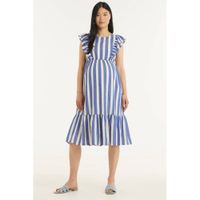 PIECES Maternity gestreepte zwangerschapsjurk Tyla wit/blauw - thumbnail