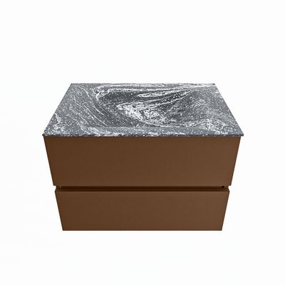 MONDIAZ VICA-DLUX 70cm badmeubel onderkast Rust 2 lades. Inbouw wastafel CLOUD midden zonder kraangat, kleur Lava.