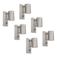 Set van 6 Mason Wandlampen - 4000K neutraal wit - Bewegingssensor en Schemerschakelaar - RVS - IP44 Waterdicht - Wandspot voor binnen en buiten