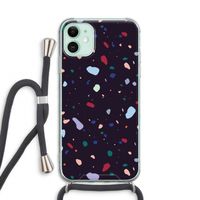 Dark Rounded Terrazzo: iPhone 11 Transparant Hoesje met koord