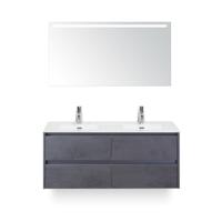 Dante Badmeubelset 120 cm - 4 laden Beton Antrac - Keramische Wastafel Wit Cover - met Sence Spiegel
