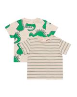 HEMA Baby T-shirts Monster Strepen - 2 Stuks Ecru (ecru)