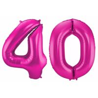 40 jaar verjaardag - Folie ballon cijfers - roze - 88 cm - versiering