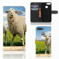 Huawei Y6 2018 Telefoonhoesje met Pasjes Schaap en Lammetje - thumbnail