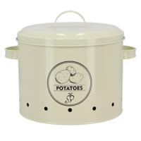 Secrets du Potager Aardappelen bewaar pot/blik - metaal - creme - 28 x 23 x 14 cm