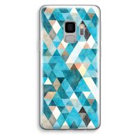 Gekleurde driehoekjes blauw: Samsung Galaxy S9 Transparant Hoesje