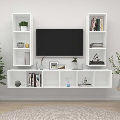 Tv-wandmeubelen 4 st spaanplaat wit