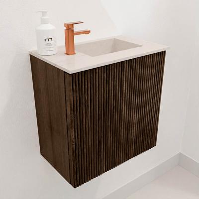 Toiletmeubel Mondiaz Joya Dlux | 40 cm | Meubelkleur Walnut | Faye wastafel Meli Wasbak Rechts | 1 kraangat
