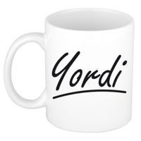 Yordi voornaam kado beker / mok sierlijke letters - gepersonaliseerde mok met naam   -