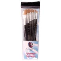 Schmink / grimeer penselen - set van 6x - platte schuine punt - diverse maten